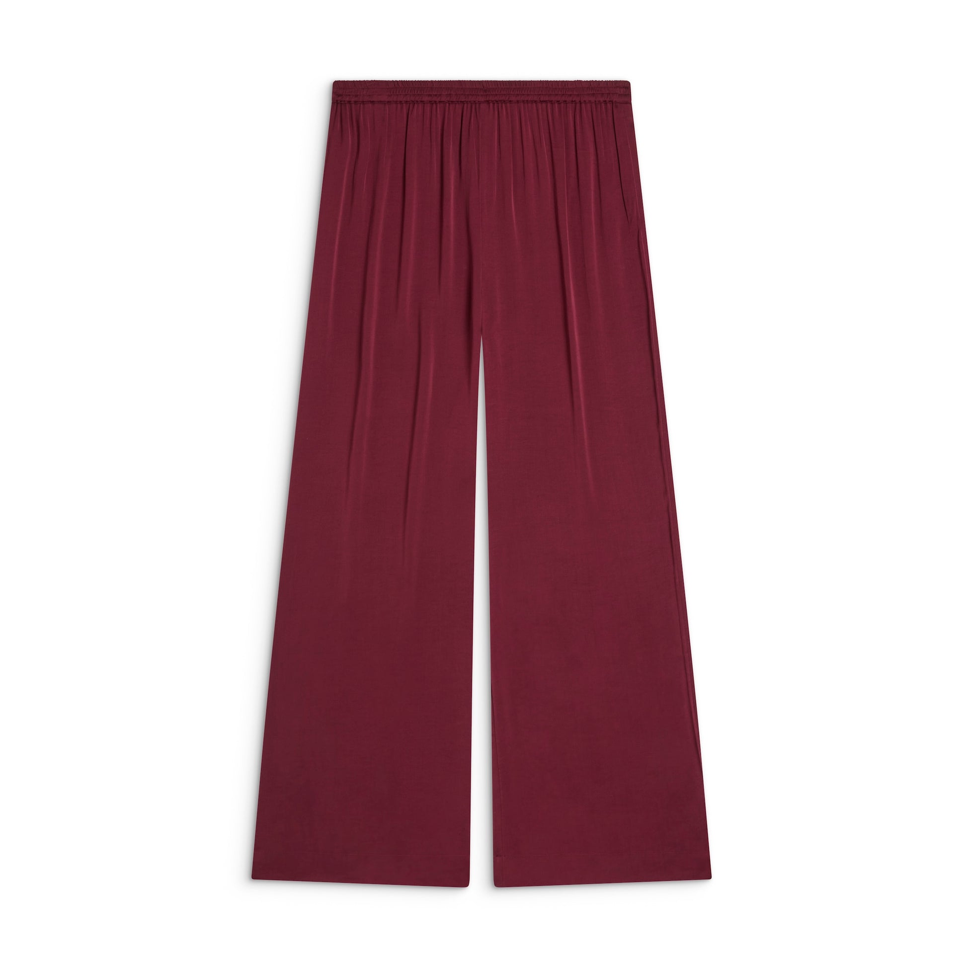 Solune Straight Pant Dark Cherry — relaxed satin lounge pants with high waist &  flattering fit for going out or staying in.
