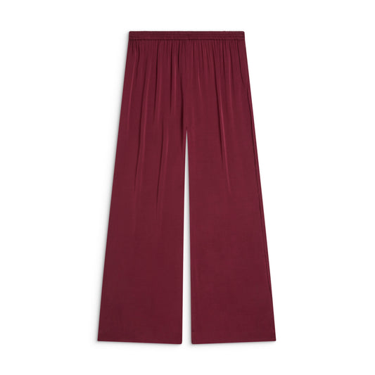 Solune Straight Pant Dark Cherry — relaxed satin lounge pants with high waist &  flattering fit for going out or staying in.