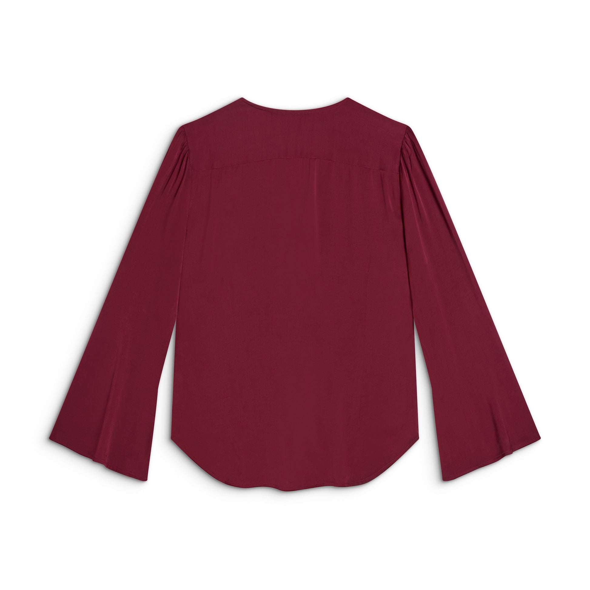 The Solune Muse Top — elegant Dark Cherry satin lounge top with adjustable front ties