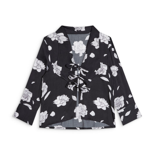 The Sōlune Lapel Top — women's tailored satin lounge blouse with satin lapel collar